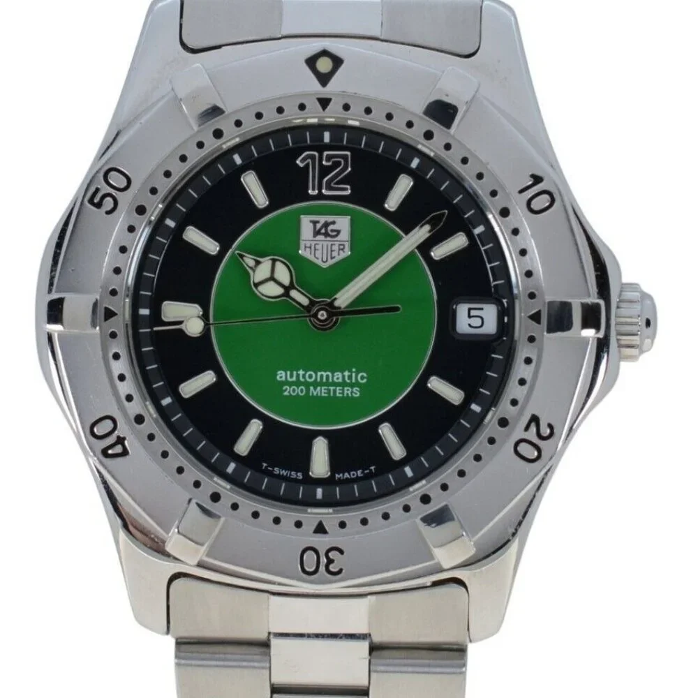 RARE Men's 38mm Tag Heuer Automatic Limited Green/ Black Dial Watch Ref: WK2115!